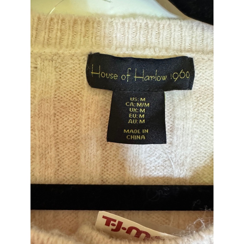 NEW House of Harlow 1960 Sweater Dress Cardigan 2 Piece Set‎ Ribbed Knit Beige M - Picture 7 of 15